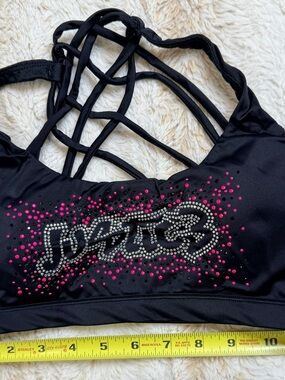 Cali All Stars Women's Strappy Black Rhinestone Sports Bra team Justice